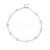 Acrylic & Glass Seed Beaded Flower Necklaces for Women NJEW-JN05291-03-4