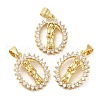 Rack Plating Brass Micro Pave Cubic Zirconia Pendants KK-M252-07G-3