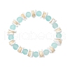 Transparent Glass Round Beads & Natural White Shell & Wood Beads Stretch Bracelets for Men Women BJEW-JB11846-02-2