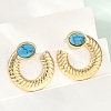 304 Stainless Steel Synthetic Turquoise Stud Earrings for Women EJEW-U046-14G-2
