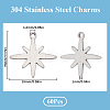 SUNNYCLUE 60Pcs 304 Stainless Steel Pendants STAS-SC0008-63-2