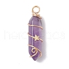 Natural Mixed Stone Double Terminal Pointed Pendants PALLOY-JF02672-2