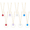 8Pcs Glass Teardrop Pendant Decorations HJEW-PH01772-1