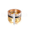 Roman Numerals 304 Stainless Steel & Crystal Rhinestone & Natural Shell Finger Rings FS-WGD9A22-39-2