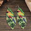 Bohemian Style Parrot Pattern Glass Bead Handmade Dangle Earrings ZM7792-5