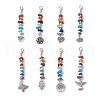 Chakra Natural Red Jasper & South Red Agate & Tiger Eye & Green Aventurine & Amethyst & Lapis Lazuli & Synthetic Turquoise Chips & Alloy Pendant Decorations HJEW-JM03181-2