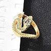 Brass Micro Pave Cubic Zirconia Cuff Rings for Women RJEW-D301-31G-1