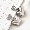 Heart with Butterfly Brass Micro Pave Clear Cubic Zirconia Dangle Stud Earrings EJEW-Z099-01P-3