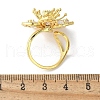 Brass Pave Clear Cubic Zirconia Cuff Rings for Women RJEW-S621-01G-3