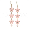 3 Pairs 3 Colors Zinc Alloy Enamel Flower Dangle Earrings EJEW-JE06462-3