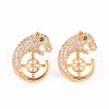 Brass Micro Pave Clear Cubic Zirconia Stud Earrings Findings KK-T062-118G-B-NF-1