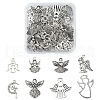 50Pcs 8 Styles Tibetan Style Alloy Moon with Fairy Pendants FIND-YW0005-15-1