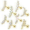 8Pcs 8 Styles 304 Stainless Steel Micro Pave Clear Cubic Zirconia with Acrylic Cartilage Earrings WG69006-01-3