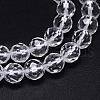 Faceted(64 Facets) Round Grade A Natural Quartz Crystal Beads Strands G-H1649-12mm-01N-A-01-2
