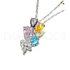 Brass Colorful Cubic Zirconia Flower Pendant Necklaces FS-WG69036-02-2