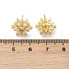 Flower Brass Micro Pave Clear Cubic Zirconia Stud Earrings EJEW-U064-03C-G-5