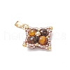 Natural Tiger Eye & Glass Seed Beaded Star Pendants PALLOY-MZ00692-02-3