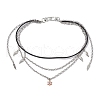 Summer 304 Stainless Steel Figaro Chain & Braided Leather Cord Chain Belts NJEW-C00034-1