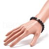 Natural Lava Rock & Rhinestone Stretch Bracelet BJEW-JB08574-3