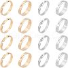 Unicraftale 40Pcs 4 Style 201 Stainless Steel Plain Band Adjustable Rings for Women STAS-UN0037-14-1