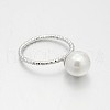 Brass Acrylic Pearl Finger Rings for Wedding Jewelry RJEW-J061-P-2