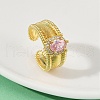 Brass Micro Pave Cubic Zirconia Open Cuff Rings for Women RJEW-U059-01G-01-3