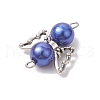 12Pcs 12 Colors Acrylic Imitation Pearl Angel Connetctor Charms with Antique Silver Tone Alloy Wings PALLOY-JF02696-5
