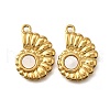 304 Stainless Steel Pave Natural White Shell Pendants STAS-C122-21C-02G-1