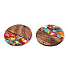 Transparent Resin & Walnut Wood Pendants RESI-TAC0017-75-A07-3