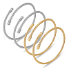 BENECREAT 4Pcs 2 Colors 304 Stainless Steel Open Cuff Bangles Set with Oval Beaded BJEW-BC0001-28-1