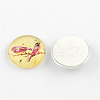 Half Round/Dome Bird Pattern Glass Flatback Cabochons for DIY Projects X-GGLA-Q037-25mm-M07-2