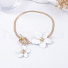 Alloy Enamel Flower Charm Brass Snake Chain Anklets for Women WG4EB39-02-1