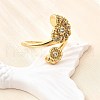 Ocean Theme Brass Micro Pave Cubic Zirconia Cuff Rings for Women RJEW-F184-17G-G-4