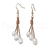 Natural Pearl Dangle Earrings with Waxed Polyester Cords EJEW-TA00310-1