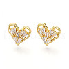 Cubic Zirconia Heart Stud Earrings X-EJEW-G353-03G-1