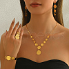 Luxurious Middle Eastern Style Brass Bracelets & Earrings & Necklaces & Rings Sets for Women's Parties HJ1470-2