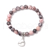Natural Pink Zebra Jasper Beaded Stretch Bracelets for Woman BJEW-JB11526-02-2