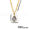 Fashionable Brass Pave Glass Teardrop Pendant Necklaces UU4380-4-1