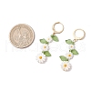 Flower Natural Freshwater Shell Leverback Earrings EJEW-JE06338-02-3