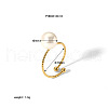 Vintage Chic Stainless Steel & White Round Imitation Pearl Cuff Rings UZ5411-1-1