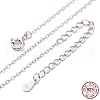 Anti-Tarnish Rhodium Plated 925 Sterling Silver Flat Cable Chain Necklace NJEW-A011-01A-P-3