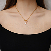 Minimalist Imitation Pearl Rice Pendant Stainless Steel PaPerclip Chain Necklaces for Everyday Women's Wear OX8079-2-4