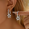 S925 Sterling Silver Star Hoop Earrings OH2589-1