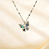 Fashionable Brass Pave Clear Cubic Zirconia Butterfly Pendant Necklaces HD0305-1-2