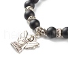 Matte Round Synthetic Black Stone Beaded Bracelet BJEW-JB06963-6