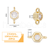 FIBLOOM 20Pcs 2 Colors Rack Plating Brass Pave Clear Cubic Zirconia Connector Charms KK-FI0001-05-2