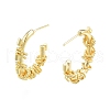 Brass Ring Beaded Stud Earrings EJEW-G322-16G-2