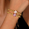 2Pcs Unique Evil Eye Handmade Brass Round Beads Braided Bead Bracelet Set for Women NH8112-2