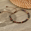 Flat Round Natural Polychrome Jasper/Picasso Stone/Picasso Jasper Beaded Braided Bracelets XT5417-3