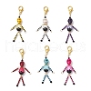 Skull Synthetic Turquoise & Glass Seed Bead Pendants Decorations HJEW-MZ00276-2